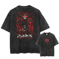 Asta Black Clover Manga Streetwear T-Shirt featuring a graphic design on a washed cotton oversized tee.