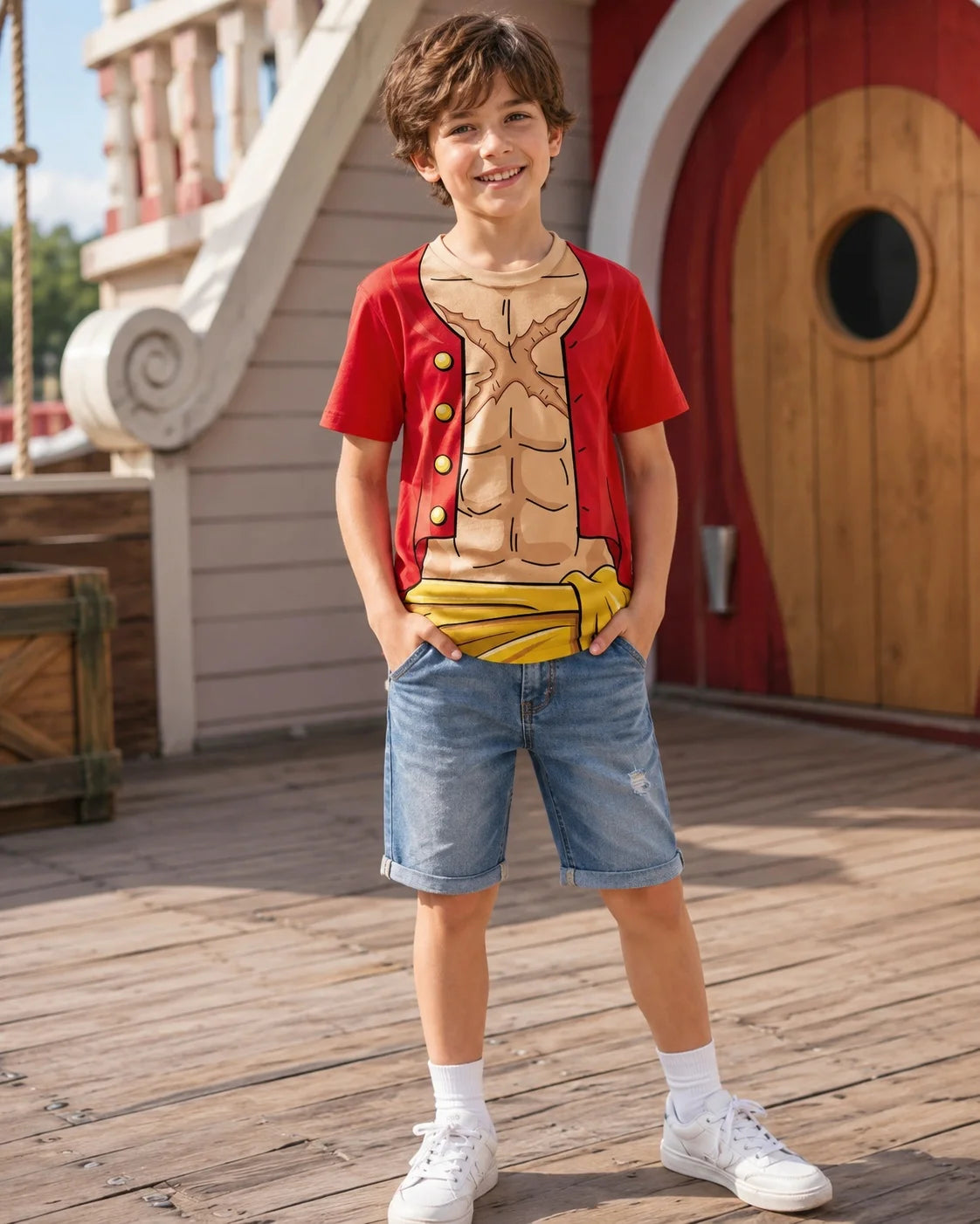 Luffy One Piece 3D Printed Kids T-Shirt | Polyester