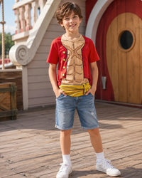 Luffy One Piece 3D Printed Kids T-Shirt | Polyester