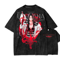 Ichigo Kurosaki Hollow Mask Washed T-Shirt back view with Zangetsu Bleach anime artwork