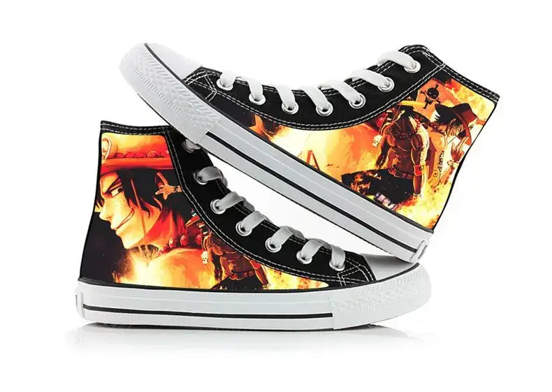 One Piece Anime Canvas Shoes Luffy Zoro hand-painted high top sneakers boys girls casual