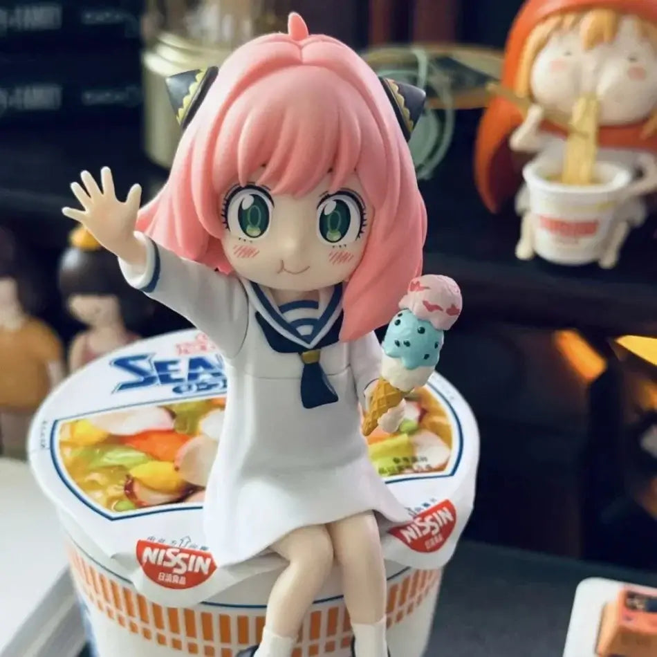 Anya Yor Forger Action Figure displayed as desk decoration anime gift for children