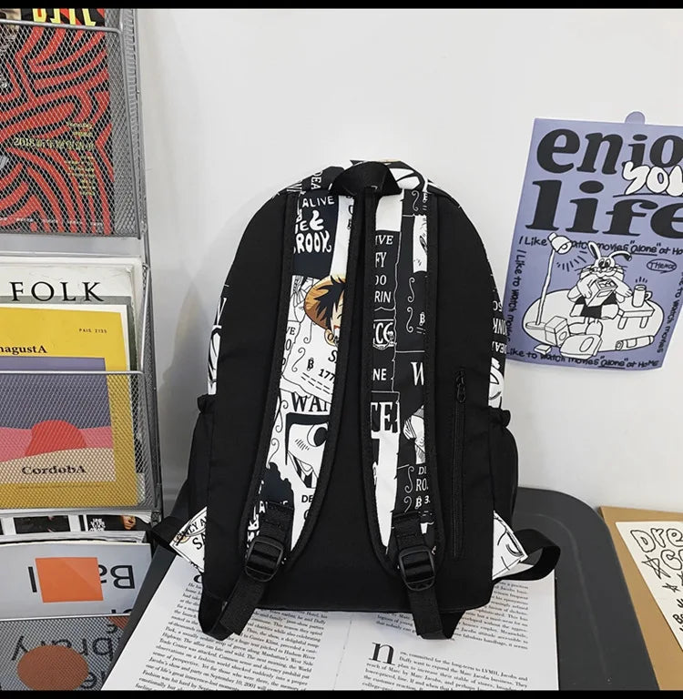 One Piece Luffy Anime Backpack school laptop travel bag men women bold print gift