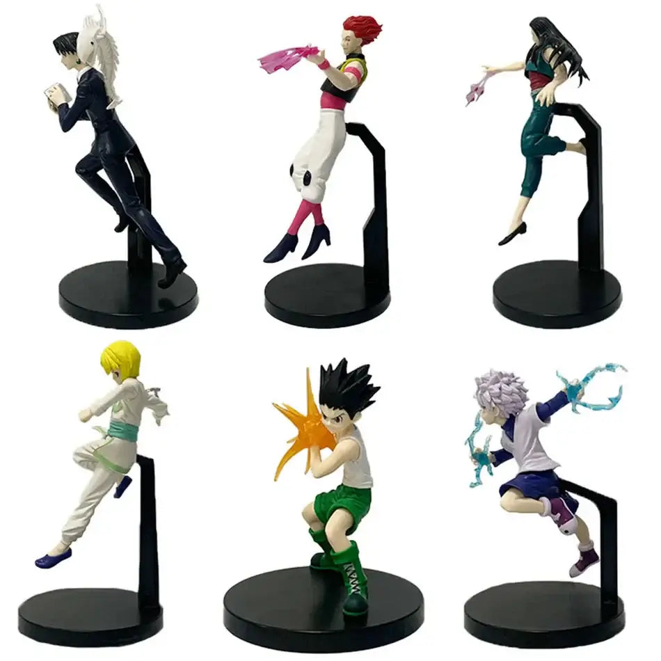 High-quality Hunter x Hunter Anime Figures featuring Gon Freecss, Killua Zoldyck, and Kurapika in dynamic action poses for adult room decor.