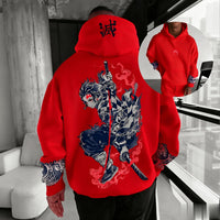 A trendy oversized Demon Slayer Hooded Sweatshirt featuring colorful anime character graphics, designed as casual autumn streetwear for men and women.