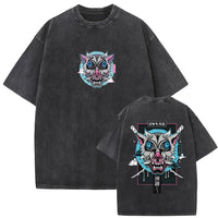 A vintage washed Demon Slayer Daki Graphic T-shirt with a cherry blossom design, an oversized casual cotton tee for men and women.