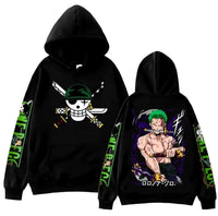 One Piece Zoro Anime Hoodie Sweatshirt worn lifestyle Y2K casual streetwear cosplay anime top