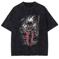 Kirishima Eijiro Washed T-Shirt featuring bold manga character design in black with colorful artwork.