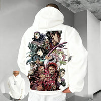 A cozy Muichiro Tokito Hoodie made of fleece, featuring a loose fit Mist Hashira design for men, women, and children.