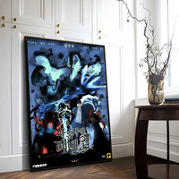 A vintage-style Solo Leveling Sticky Poster printed on whitepaper, featuring Sung Jinwoo and the Shadow Army with a DIY self-adhesive backing.