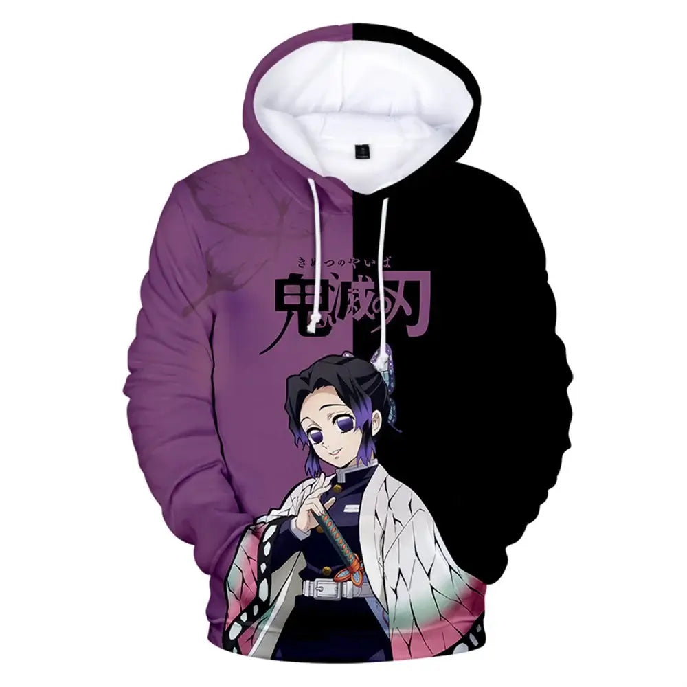 A trendy 3D Anime Hoodie featuring a funny graphic print, designed as an oversized hip-hop pullover for men and women.