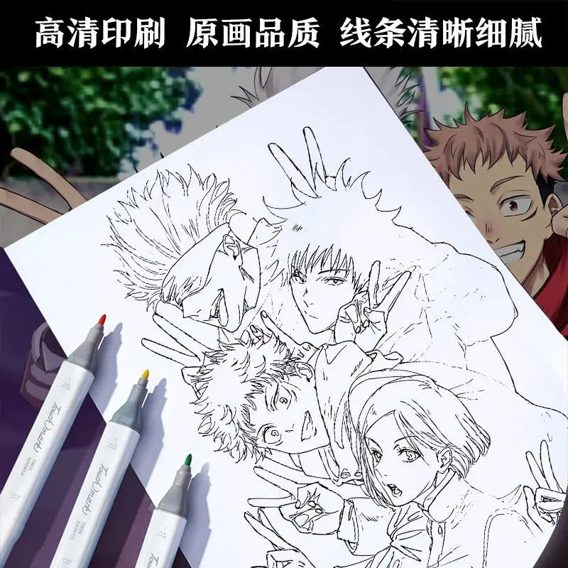 Chainsaw Man Anime Colouring Book multiple pages fan-drawn anime outline sketches colouring