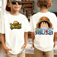 Zoro kids t-shirt One Piece Harajuku worn by child model summer streetwear boys anime outfit