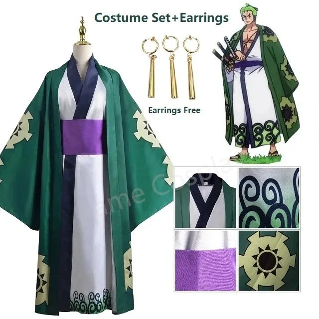 Roronoa Zoro Green Kimono Cosplay Costume | One Piece