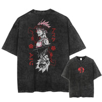 Asta Black Clover Washed Cotton T-Shirt Oversized Anime Tee