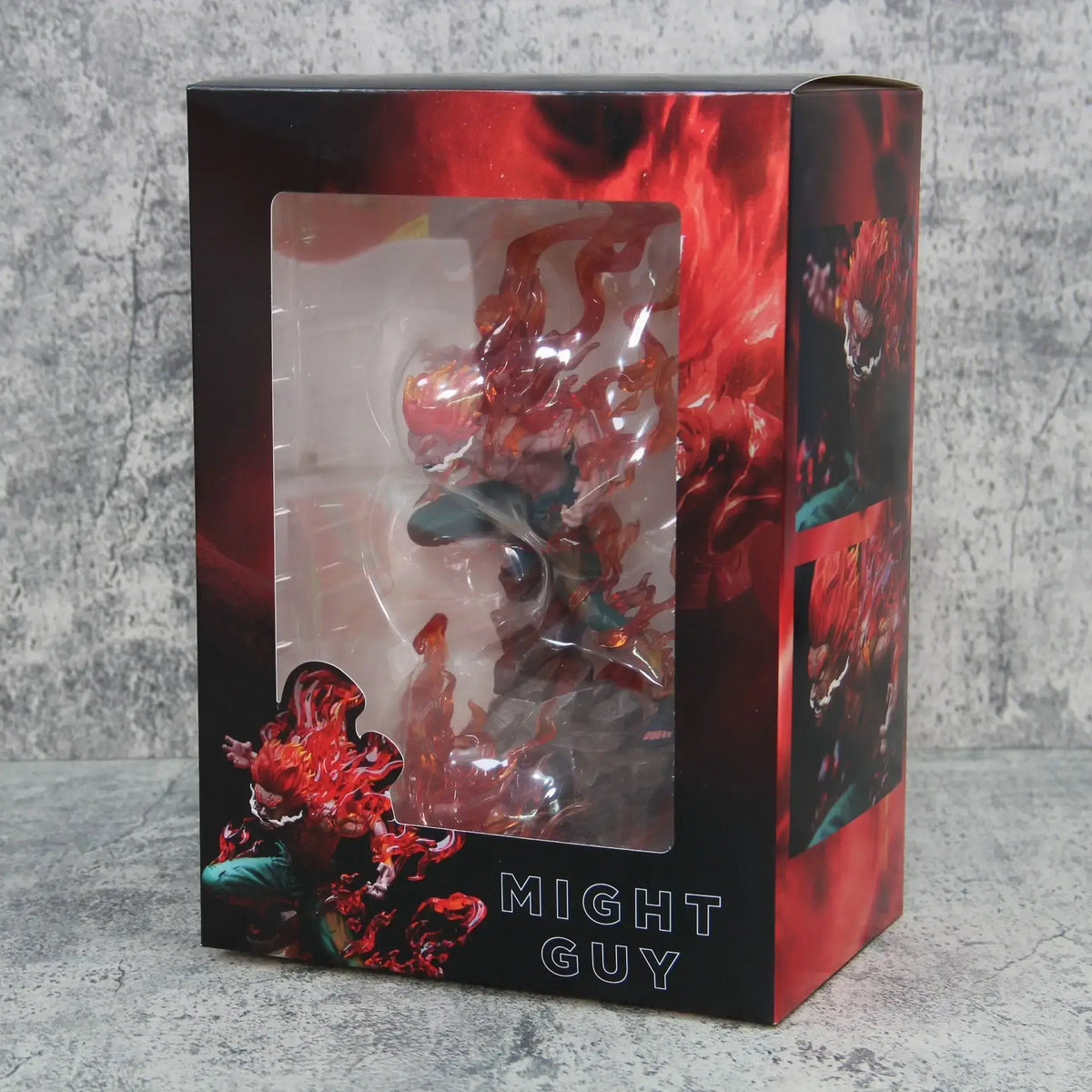 A premium Might Guy Luminous Figure showing the Night Guy Eight Inner Gates attack, glowing vibrantly on a gaming desktop.