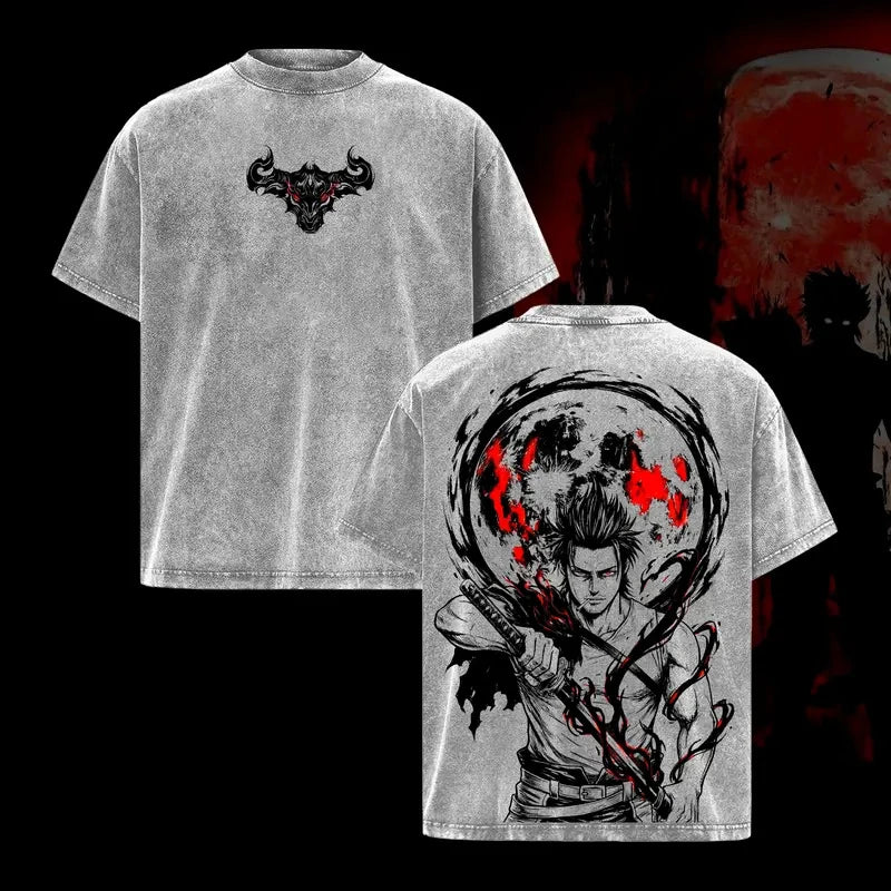 Yami Sukehiro Black Clover Washed T-Shirt Oversized Tee