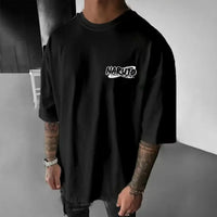 Itachi Uchiha Printed Anime T-Shirt worn lifestyle shot summer Japanese anime fashion cotton tee
