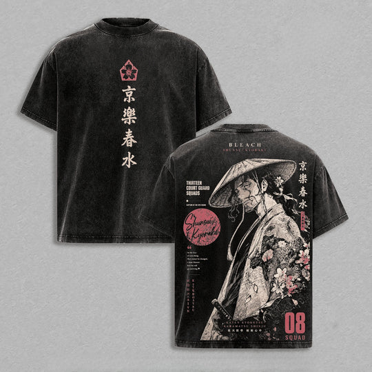 Shunsui Kyoraku Bleach Vintage Washed Soft Cotton T-Shirt front view