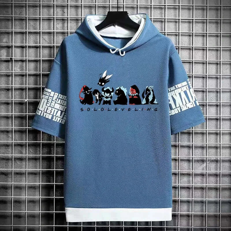 Solo Leveling Anime Graphic T-Shirt Korean Fashion black manga short sleeve men breathable