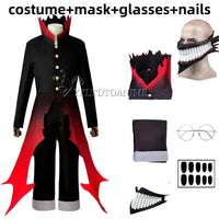 Dandadan Okarun Cosplay Costume Wig Suit Ken Takakura black collar uniform curly hair Halloween