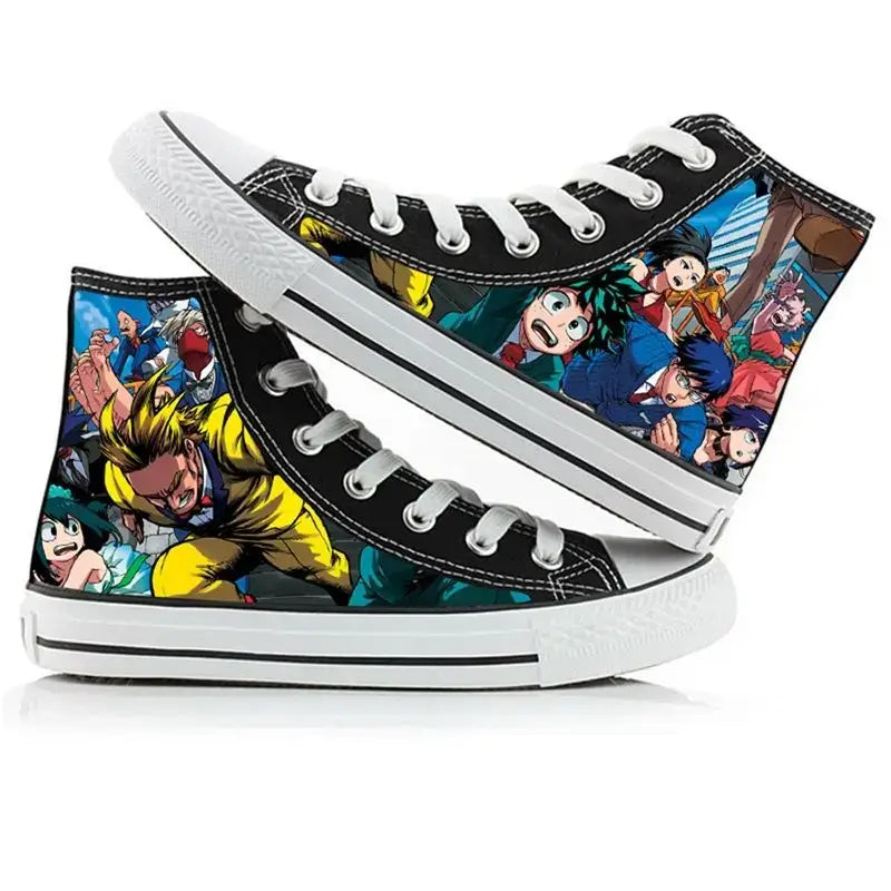 Breathable My Hero Academia Canvas Shoes featuring Izuku Midoriya anime art, designed as comfortable high-top student sneakers.