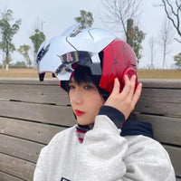 A wearable AutoKing Iron Man Helmet (Mk5) featuring voice-controlled opening face plates and glowing LED eyes for adult cosplay and display.