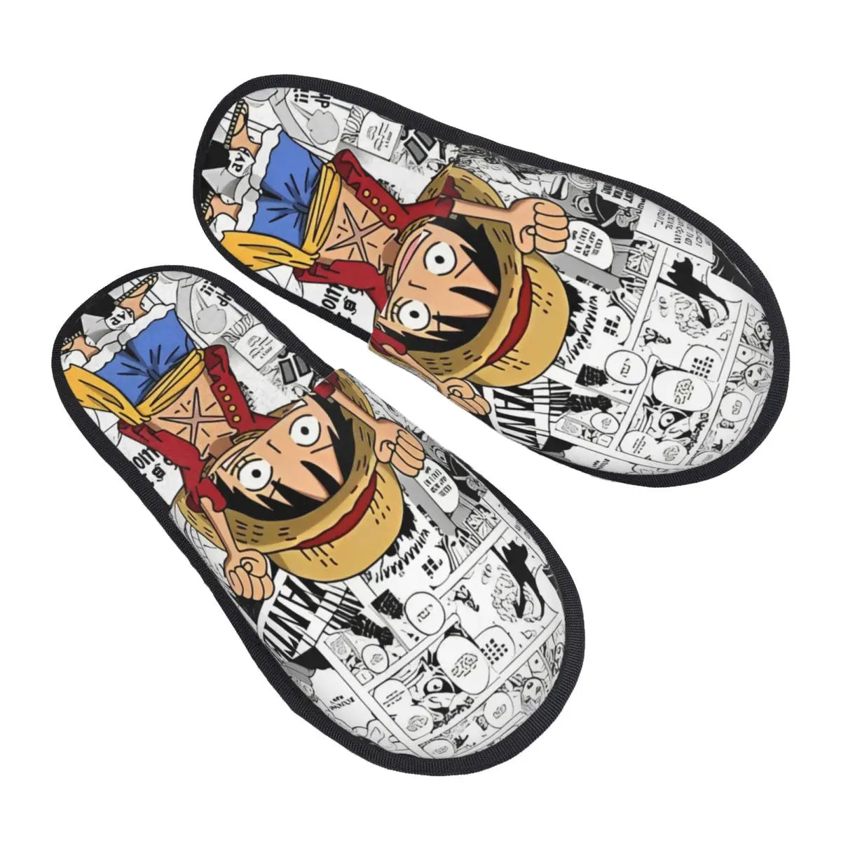 One Piece Luffy Memory Foam House Slippers cozy winter cotton non-skid bedroom slides anime gift