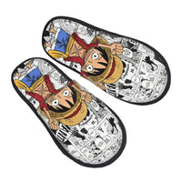 One Piece Luffy Memory Foam House Slippers cozy winter cotton non-skid bedroom slides anime gift