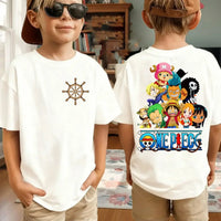 Zoro kids t-shirt One Piece Harajuku pure cotton short sleeve summer top featuring Roronoa Zoro and Luffy anime print for boys