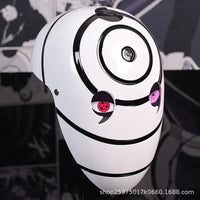 A highly imitative, high-gloss Obito Cosplay Mask featuring the Akatsuki Sharingan design for anime Halloween costumes and conventions.