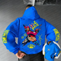 Chopper Hoodie One Piece Parent-Child Matching 100% premium cotton oversized fit long sleeve Tony Tony Chopper anime print unisex kids adults front view