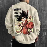 A comfortable Son Goku Hoodie featuring a Japanese anime graphic of Dragon Ball Z, designed as a long-sleeve parent-child outfit for men and boys.