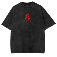 Himiko Toga My Hero Academia Vintage Washed T-Shirt in black with red 'death' graphic design.