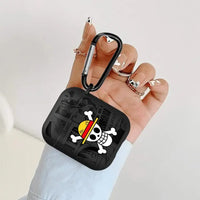 One Piece AirPods Case Cool Logo Protective Cover close-up One Piece logo design detail on hard plastic surface