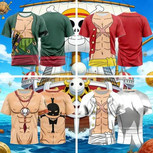Luffy Cosplay T-Shirt One Piece 3D Printed Kids polyester short sleeve summer top unisex Monkey D Luffy full graphic front view