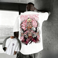 One Piece Doflamingo Hip Hop Anime T-Shirt 2026 summer loose cotton parent-child street top