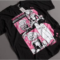 A trendy oversized Ochaco Uraraka T-Shirt featuring cute Uravity anime graphic art, designed as unisex summer cosplay fashion.