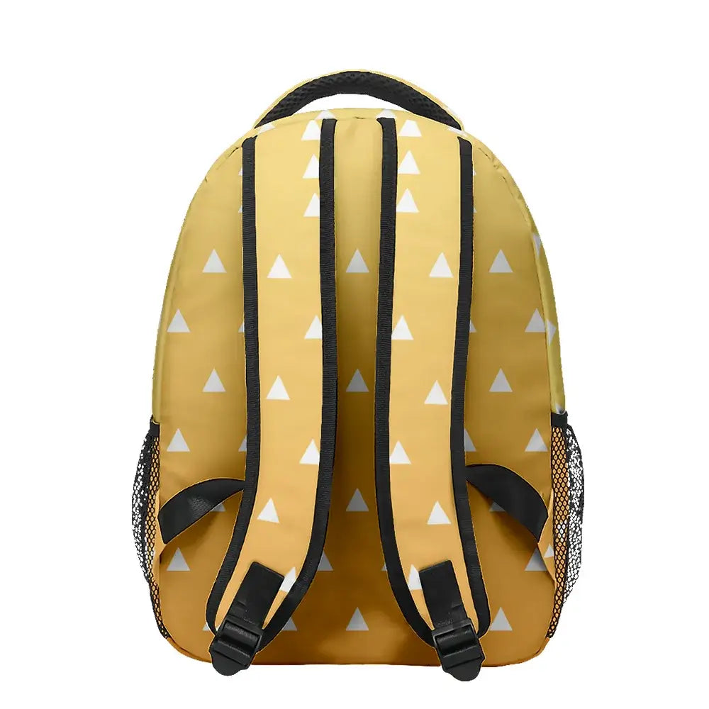 A 3-piece Demon Slayer Backpack Set featuring Tanjiro and Nezuko anime art, including a school bag, lunch box, and pencil case for elementary students.