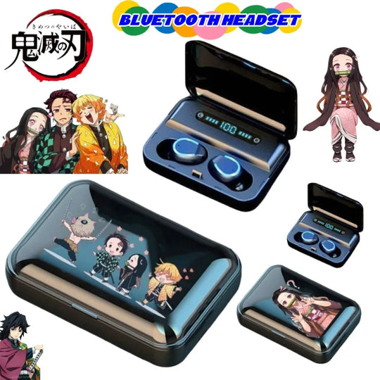 Demon Slayer Tanjiro Nezuko Bluetooth Anime Headset wireless charging sports fitness earbuds