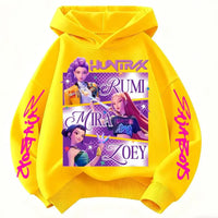 A fashionable KPop Demon Hunters Hoodie featuring the Huntrix design, a spring and autumn sweatshirt for boys and girls.