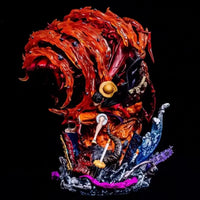 A One Piece Mystery Box containing a random collectible action figure ranging from 10cm to 30cm, featuring Luffy Gear 5 and Yonko silhouettes.