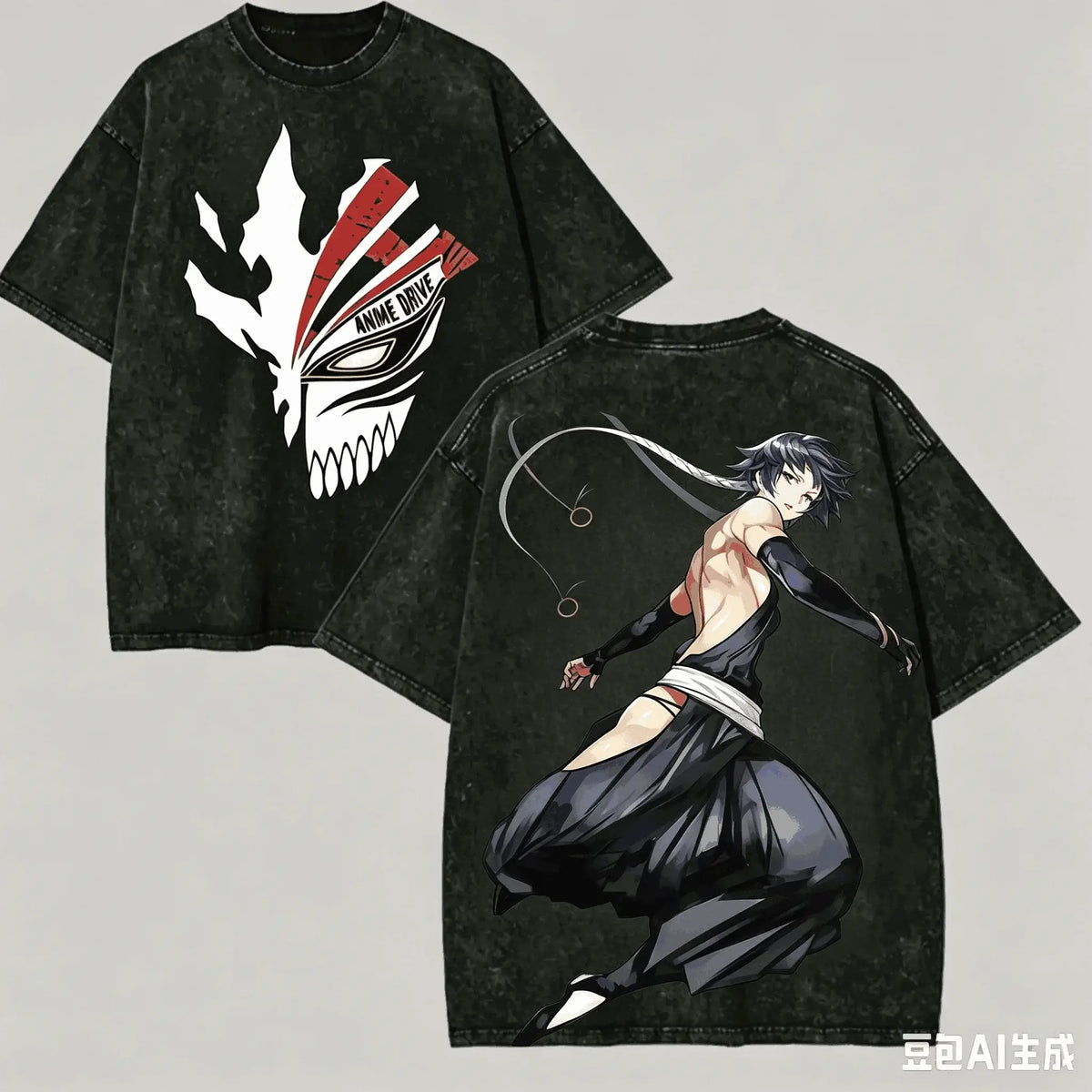 Bleach Anime Lover Vintage Washed Oversized T-Shirt featuring striking anime graphics and a vintage look.