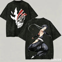 Bleach Anime Lover Vintage Washed Oversized T-Shirt featuring striking anime graphics and a vintage look.