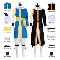 Natsu Dragneel Fairy Tail Cosplay Costume Blue Black Seven Years Later uniform Halloween men