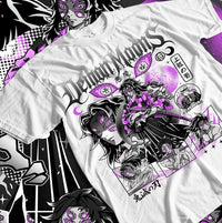 Kokushibo Solo Kimetsu no Yaiba Y2K Cotton T-Shirt flat lay Y2K loose cotton unisex summer