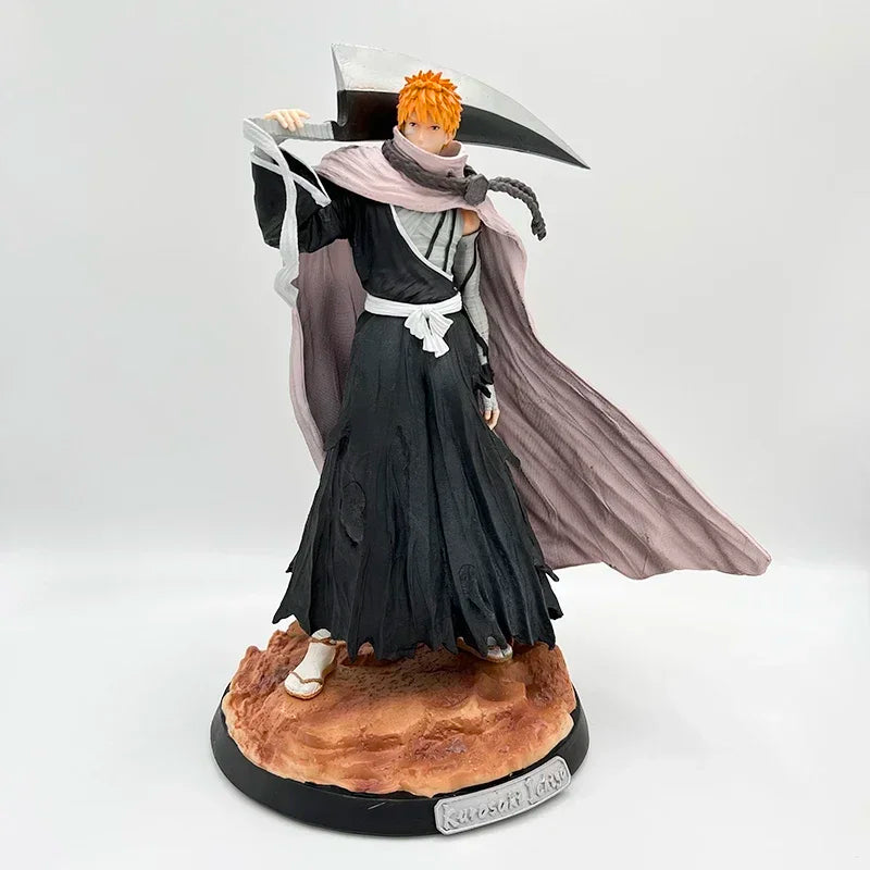 A detailed 32cm Bleach Anime Figure GK model featuring Kurosaki Ichigo in battle pose, available with Ulquiorra Cifer and Toshiro Hitsugaya variants.