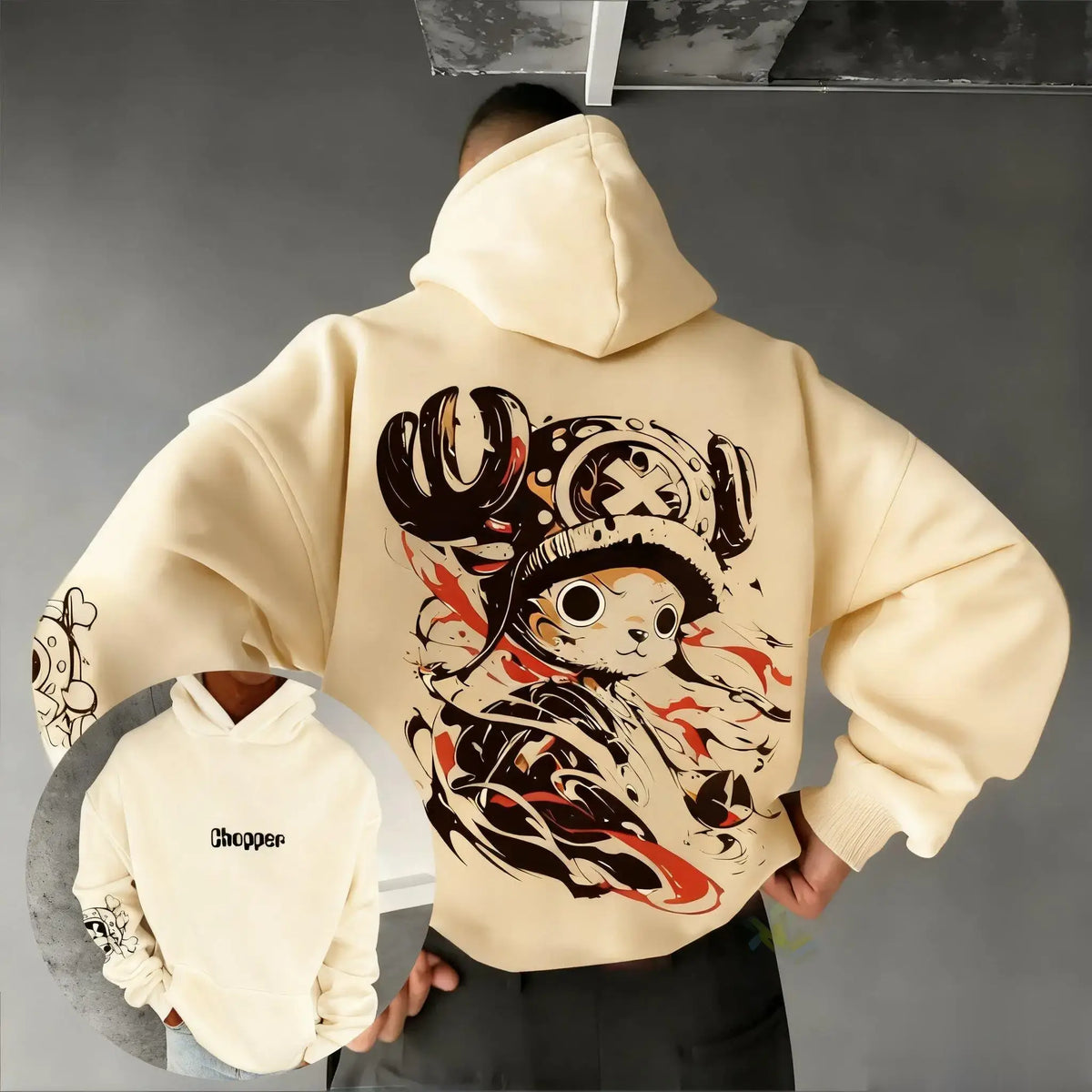 One Piece Chopper Anime Hoodie oversized Y2K streetwear cotton pullover sweatshirt men women