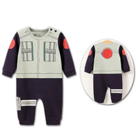 A newborn infant wearing one of the Anime Baby Rompers, a cosplay costume available in Akatsuki, Nezuko, and Tanjirou styles.