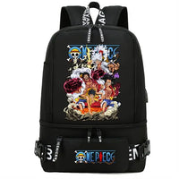One Piece Anime Polyester School Travel Backpack featuring vibrant artwork and stylish design for teens.